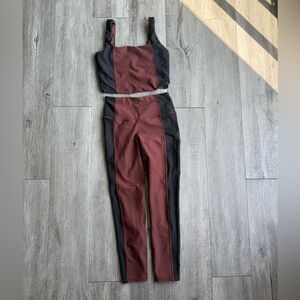 Abercrombie YPB brown and black matching activewear set